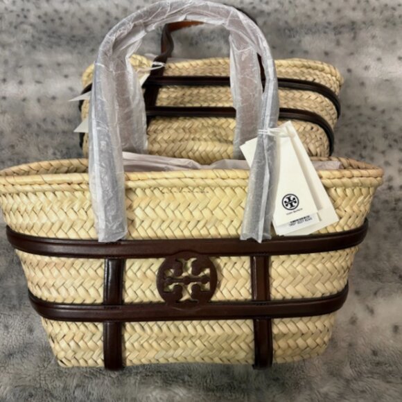 Tory Burch Ella Raffia Straw Basket Tote MSRP$395 Holiday Vacation Sensation ! - Picture 3 of 12